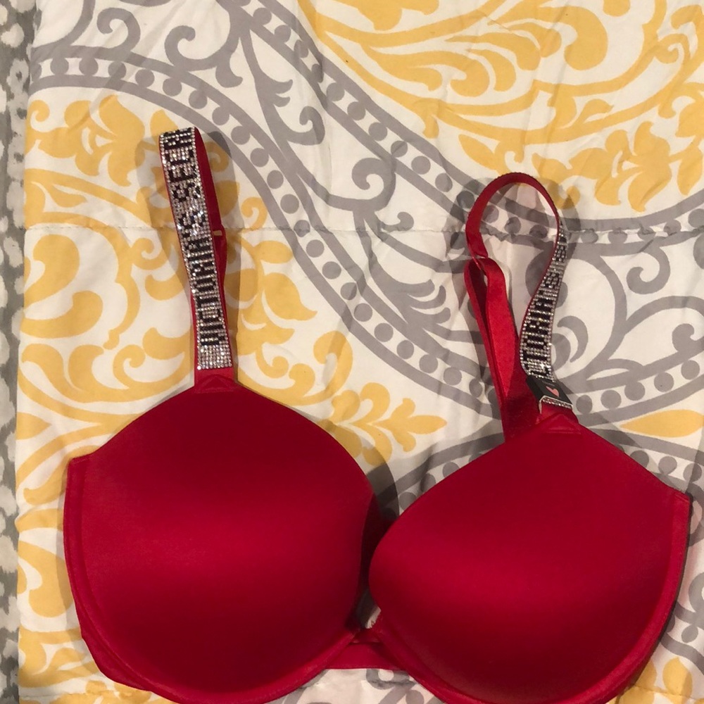 Rhinestone satin bra